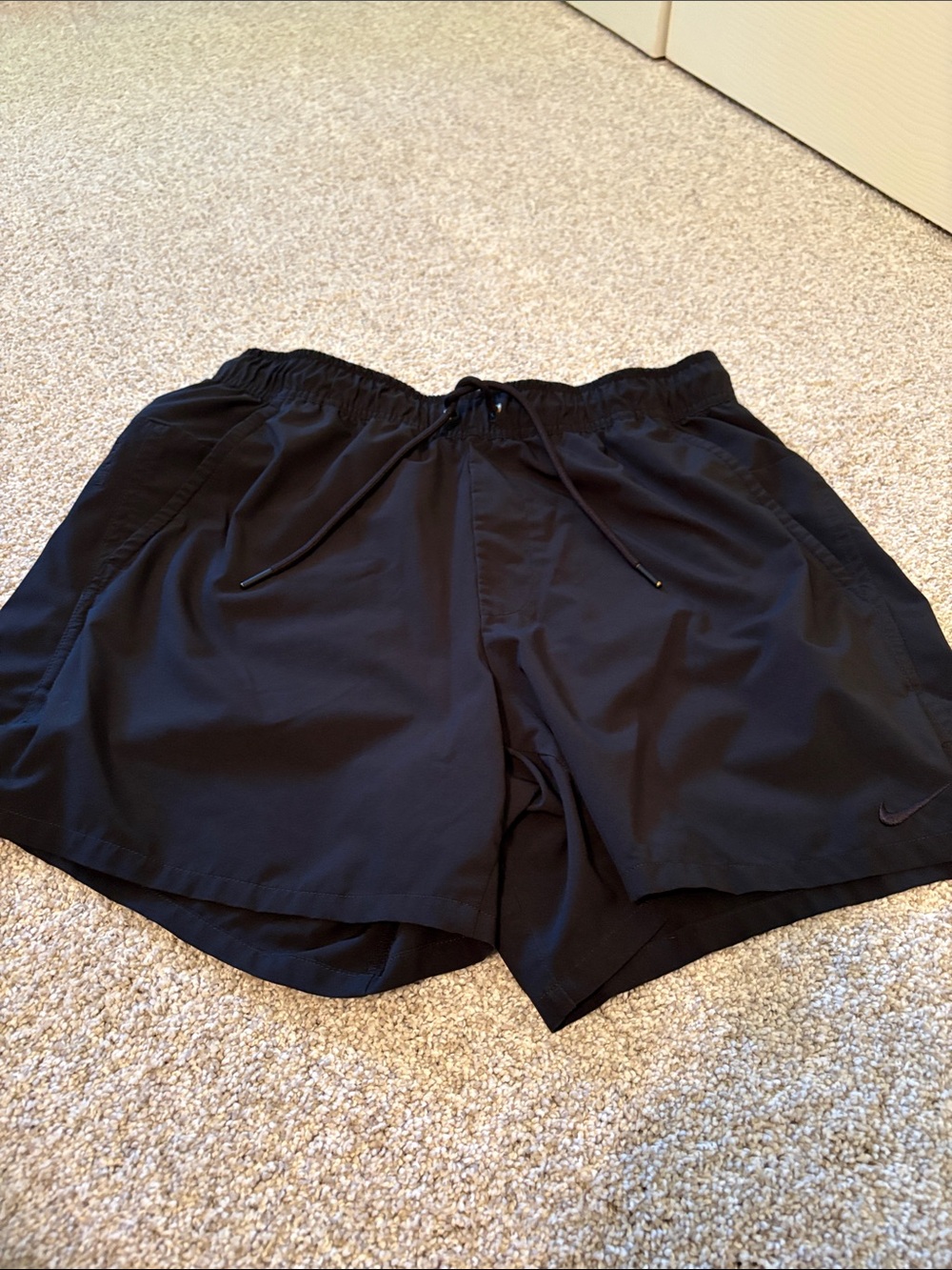Nike Men’s Black Athletic Running Shorts with Drawstring 5”